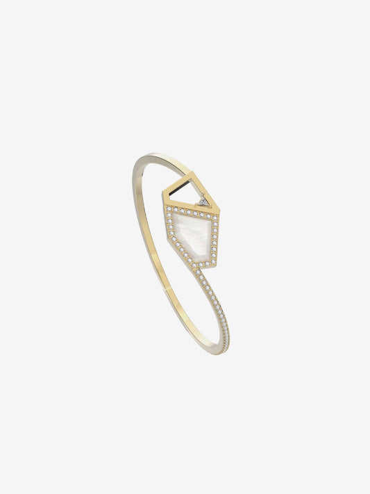 Mother-of-Pearl Pavé Bezel Bangle Bracelet