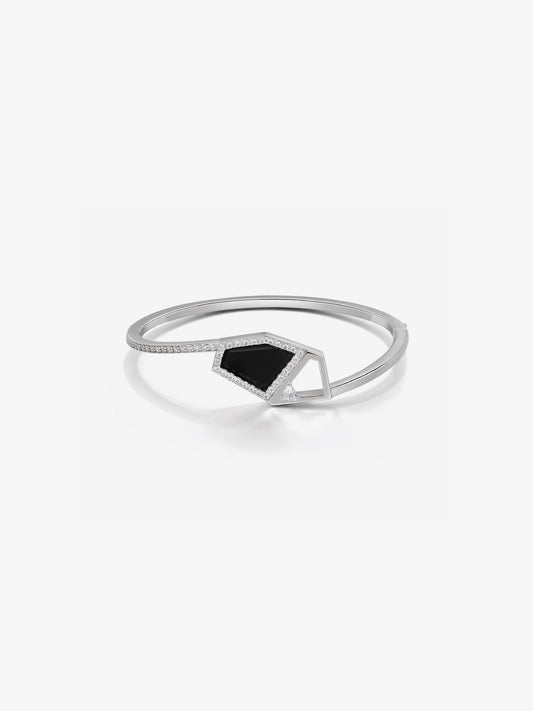 Petrified Wood Fossil Pavé Bezel Bangle Bracelet