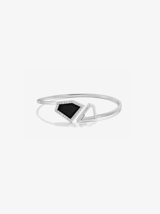 Petrified Wood Fossil Pavé Bezel Cuff Bracelet