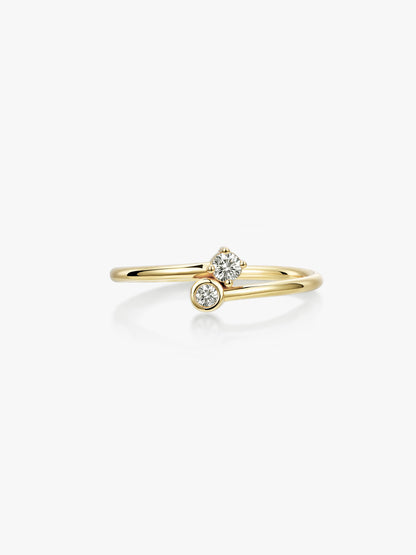 Bypass Cuff Ring with Diamonds