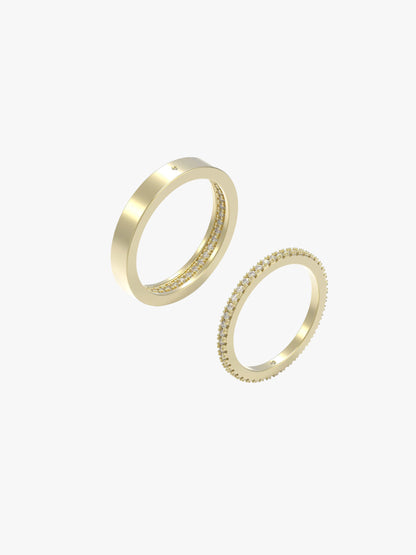 Interlock Slim Ring with Pavé Diamonds