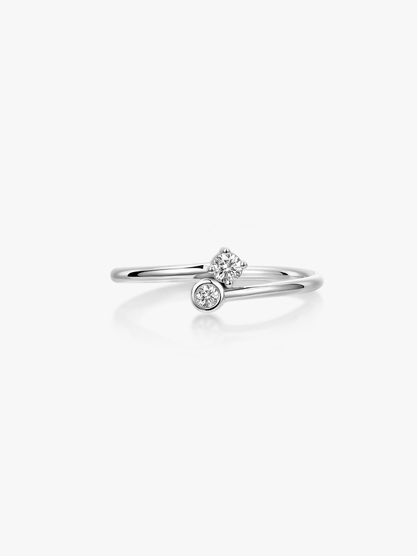 Bypass Cuff Ring with Diamonds