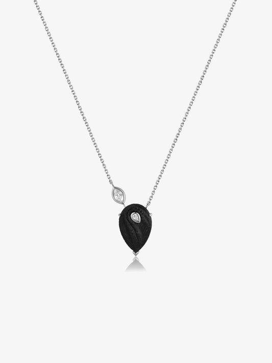 Pear Diamond Carbon Fiber Pendant Necklace