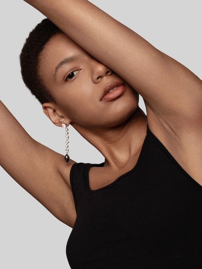Marquise Diamond Carbon Fiber Drop Earrings