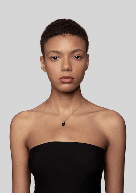 Marquise Diamond Carbon Fiber Pendant Necklace