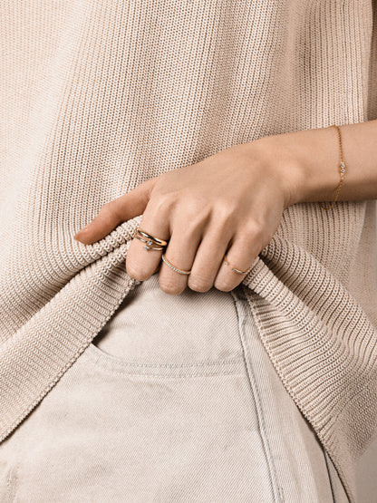 Bypass Cuff Ring with Diamonds