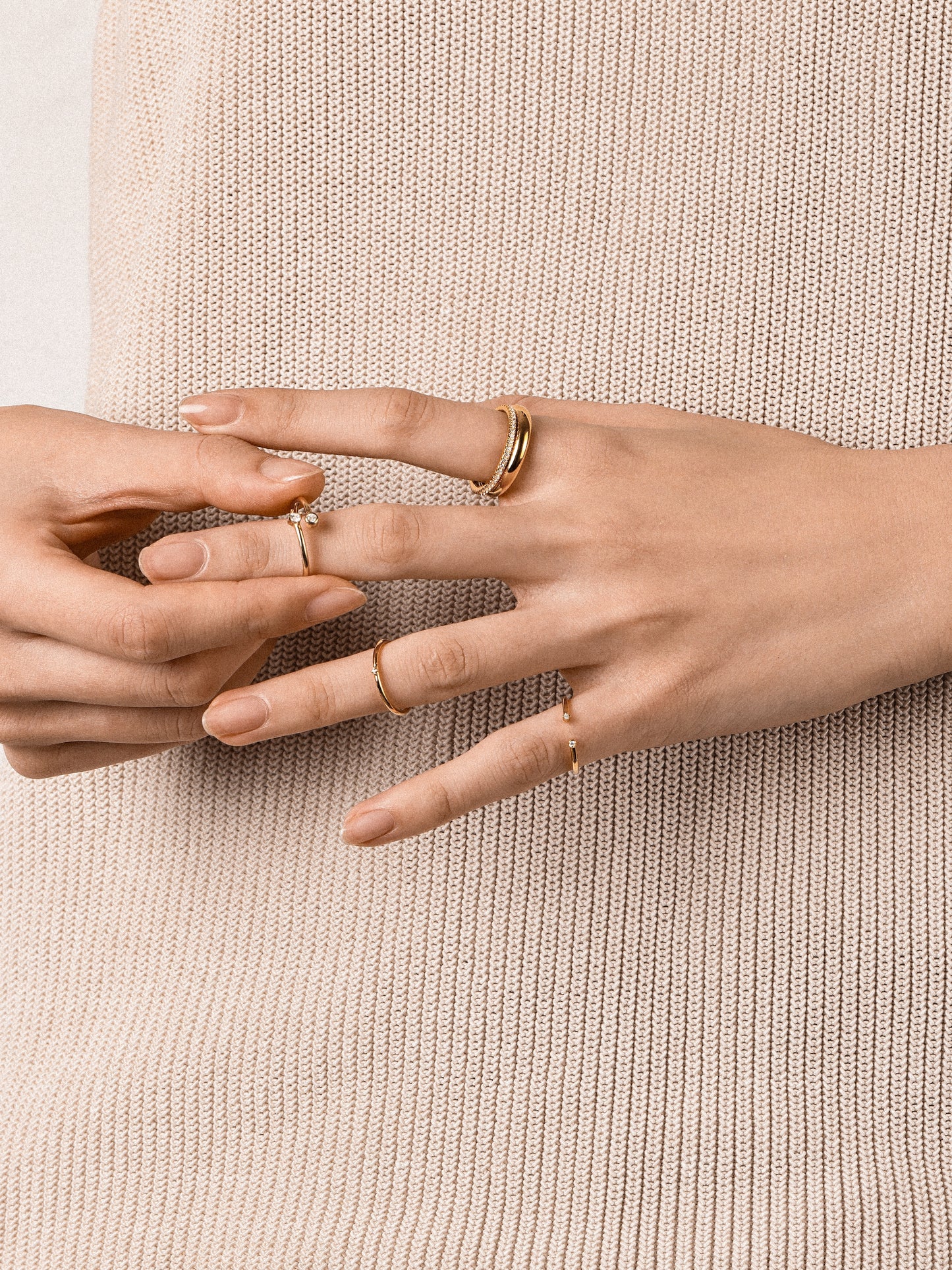 Bypass Cuff Ring with Diamonds