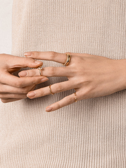 Bypass Cuff Ring with Diamonds