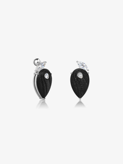Pear Diamond Carbon Fiber Statement Earrings