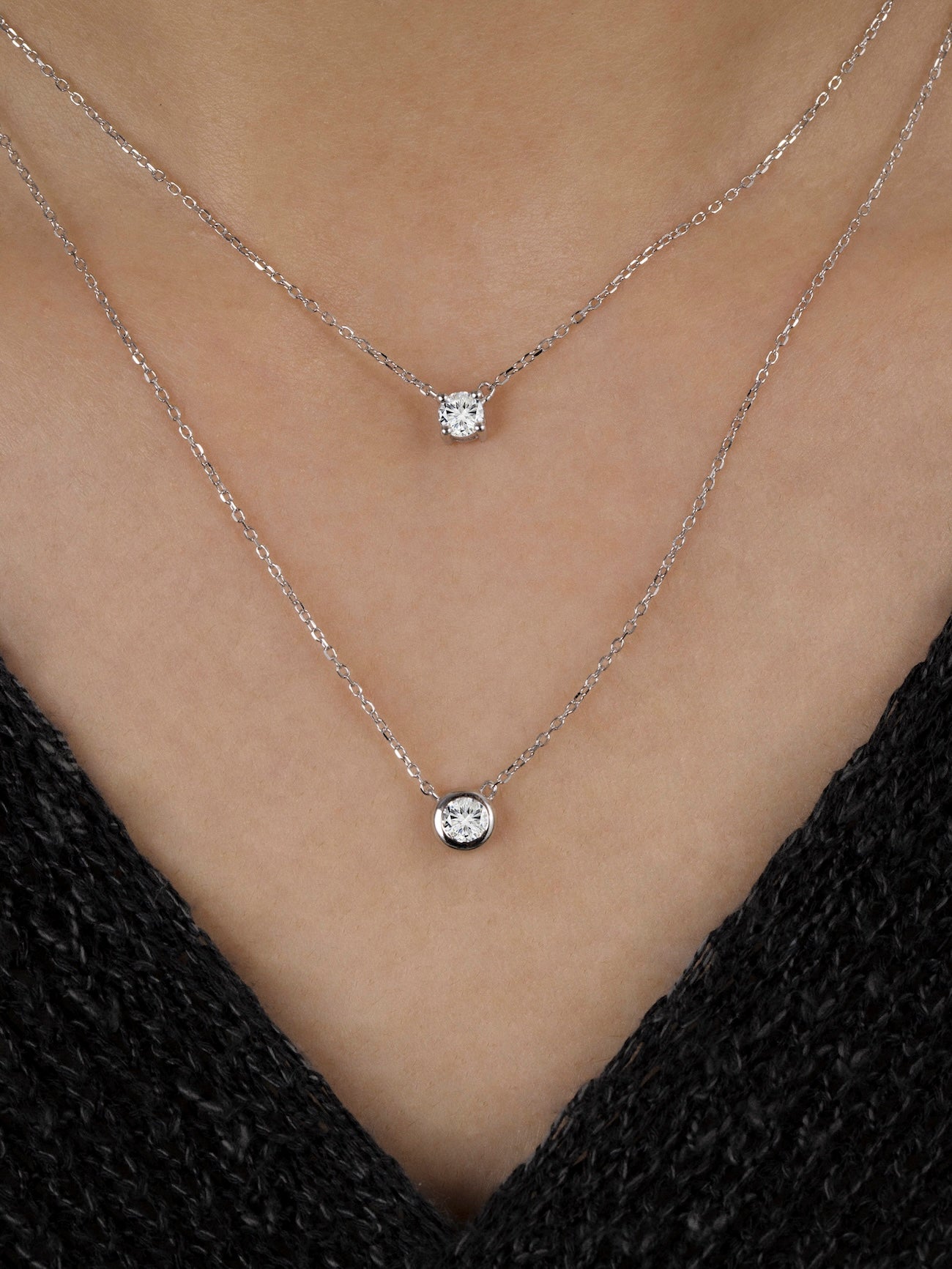 LEPOON Bezel-Set Solitaire Necklace｜0.30ct