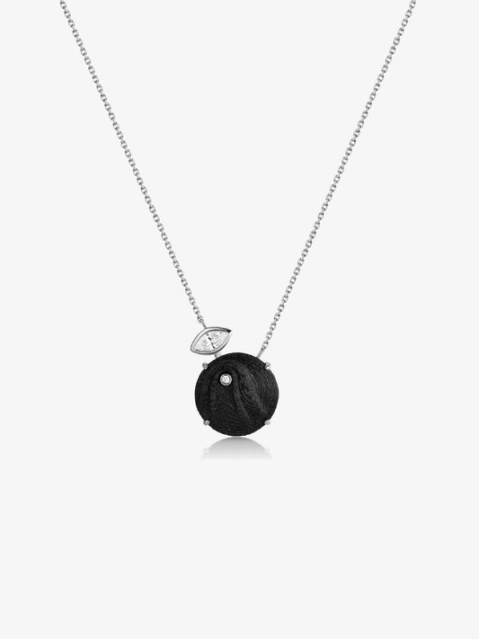 Round Diamond Carbon Fiber Pendant Necklace
