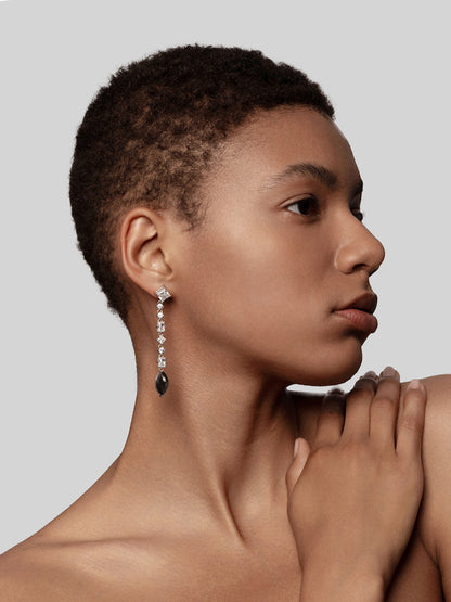 Marquise Diamond Carbon Fiber Drop Earrings