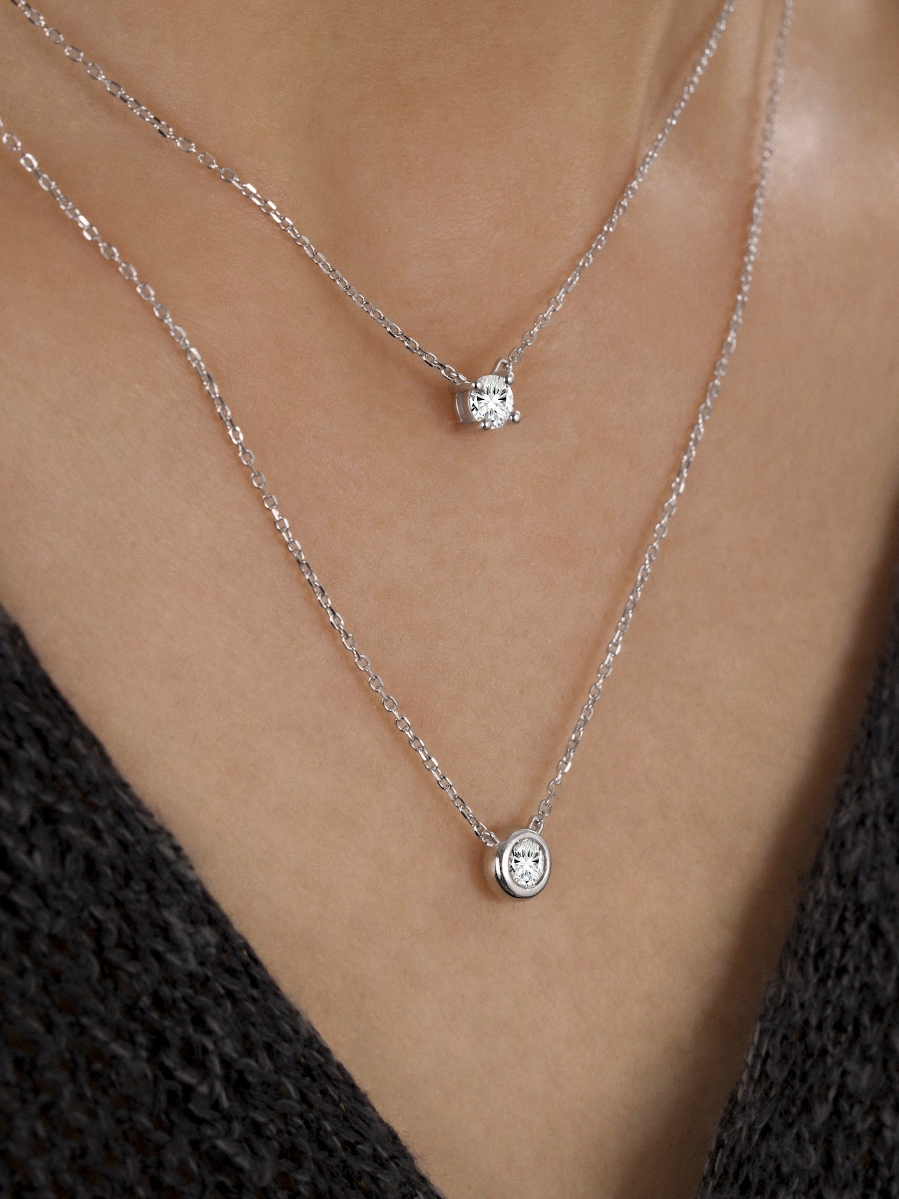 LEPOON Bezel-Set Solitaire Necklace｜0.30ct