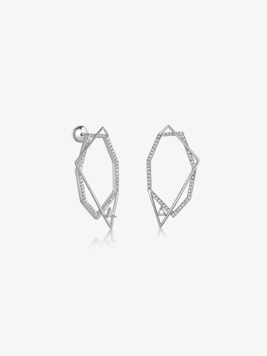 Polygon Hollow Pavé Bezel Stud Earrings