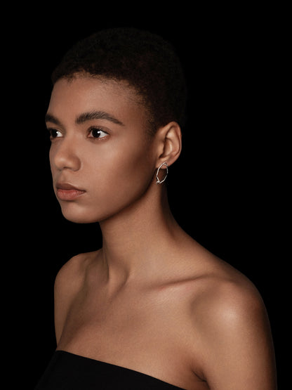 Polygon Hollow Pavé Bezel Stud Earrings