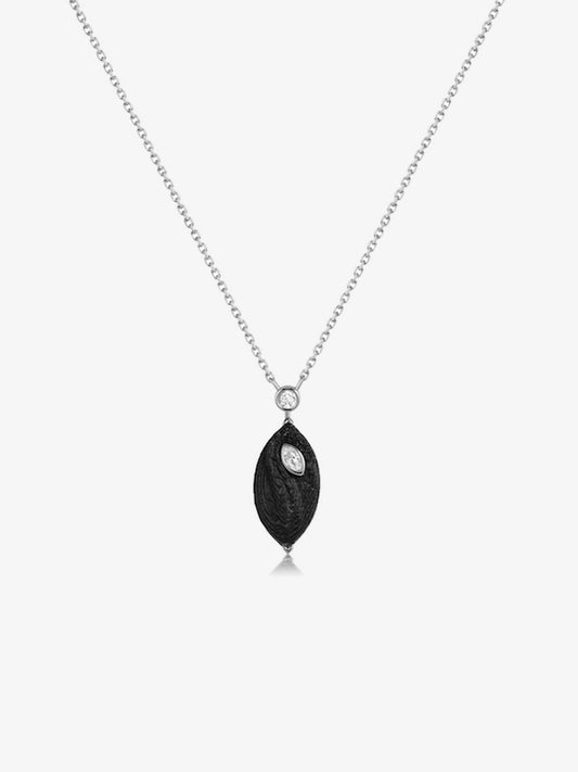 Marquise Diamond Carbon Fiber Pendant Necklace