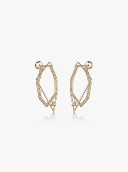 Polygon Hollow Pavé Bezel Stud Earrings