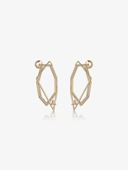 Polygon Hollow Pavé Bezel Stud Earrings