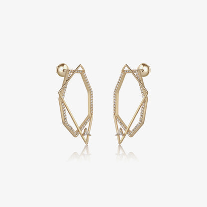 Polygon Hollow Pavé Bezel Stud Earrings