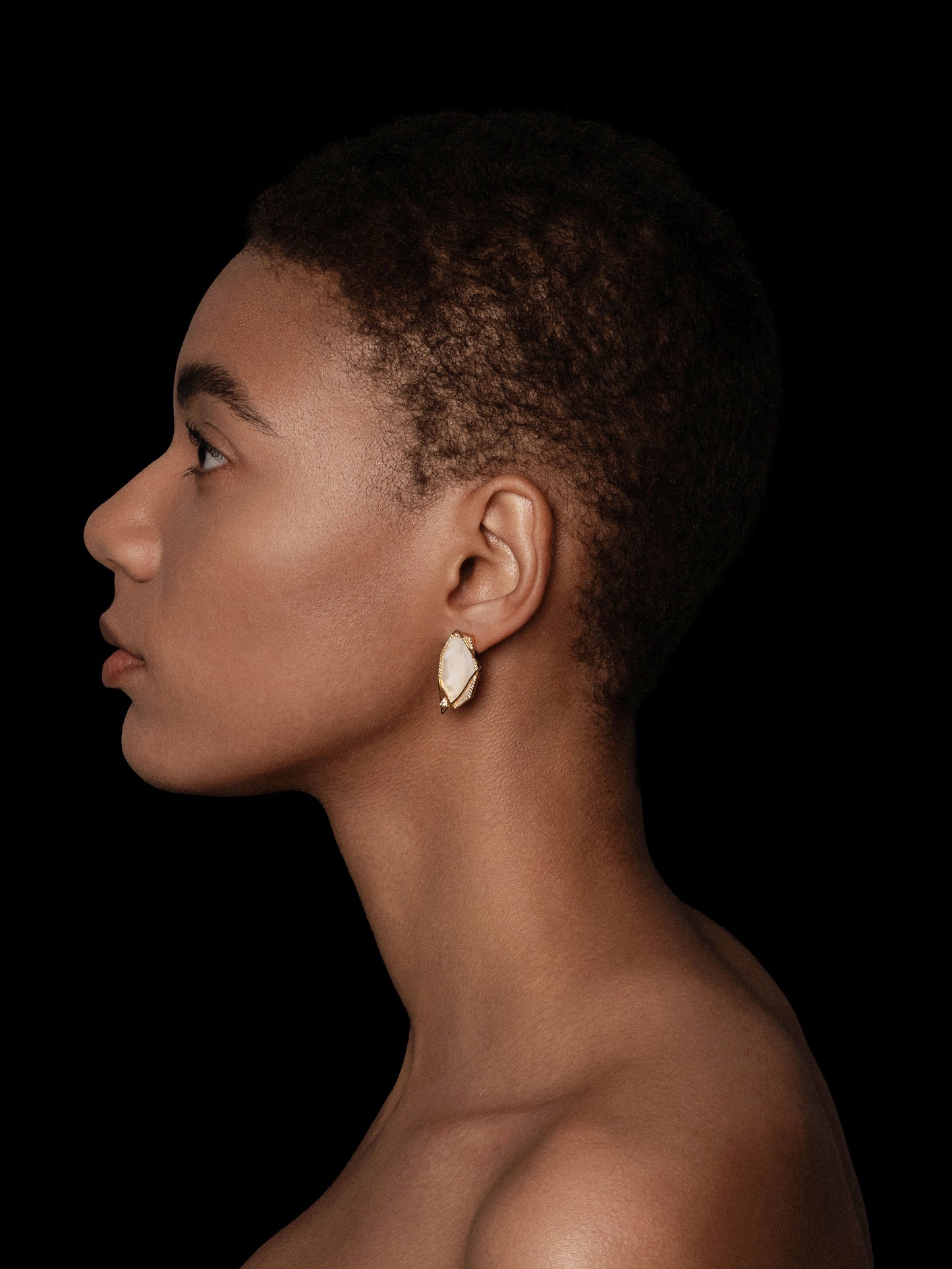 Polygon Mother-of-Pearl Pavé Bezel Stud Earrings