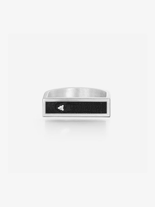 Round Diamond Carbon Fiber Statement Narrow Band Ring