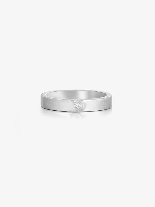 Folded Metal Diamond Narrow Band Ring