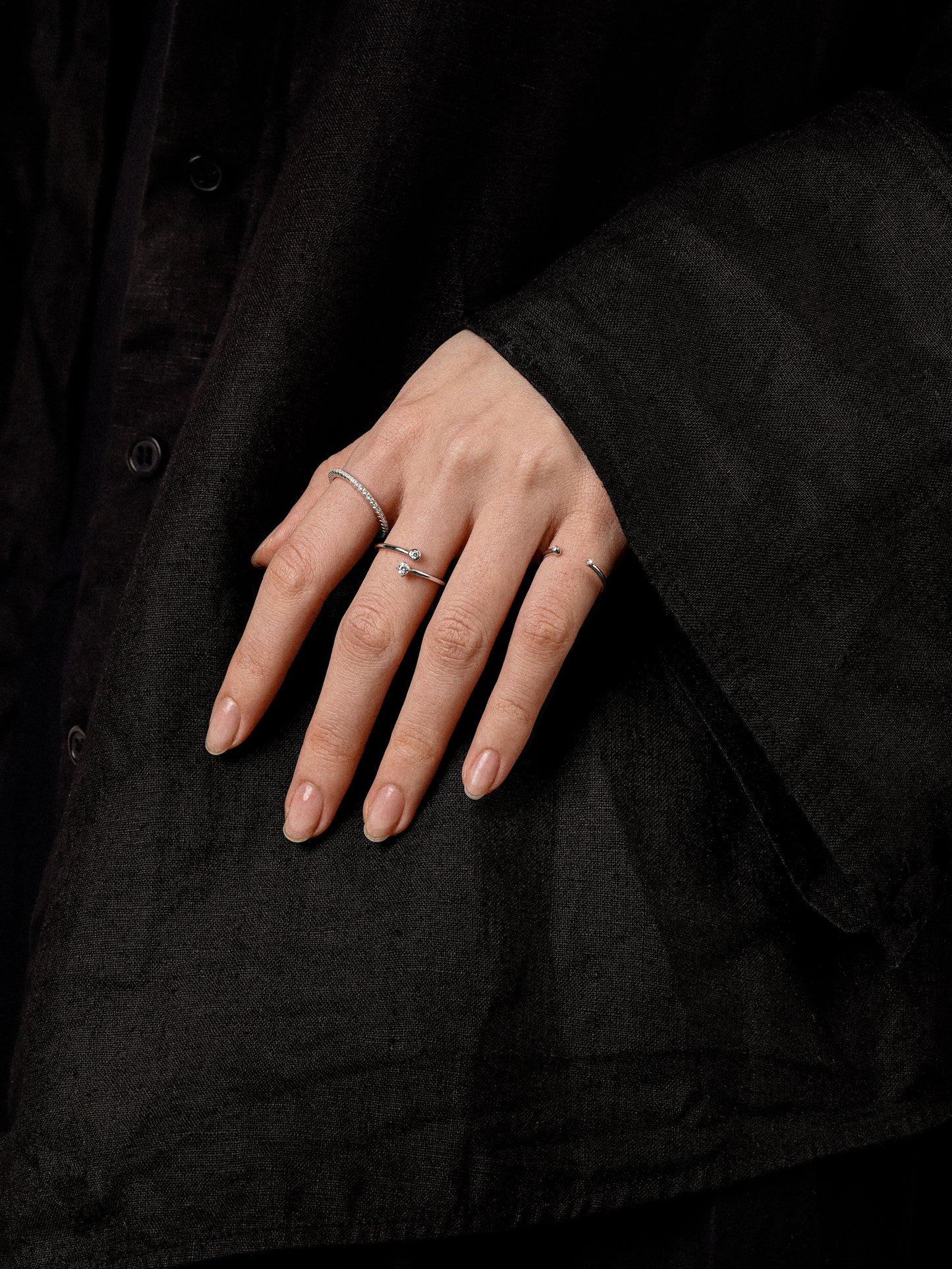 Bypass Cuff Ring with Diamonds