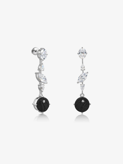 Round Diamond Carbon Fiber Drop Earring