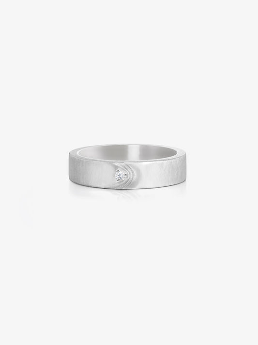 Folded Metal Men's Diamond Wide Band Ring