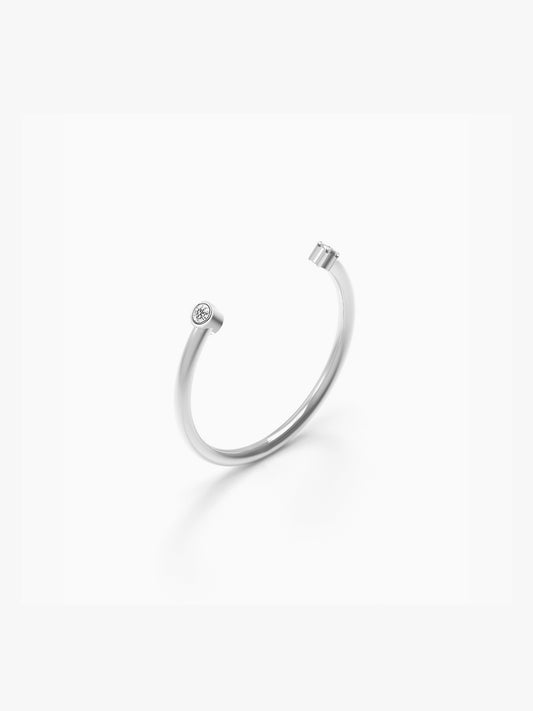 Tiny Cuff Ring with Diamonds